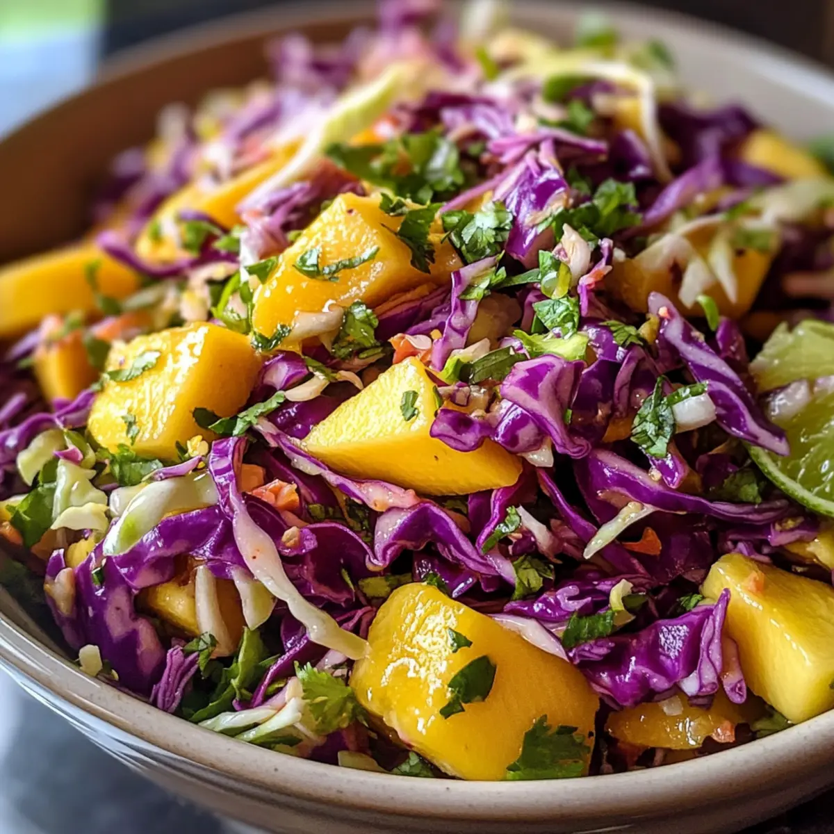 Crispy Mango Slaw with Lime and Honey Dressing