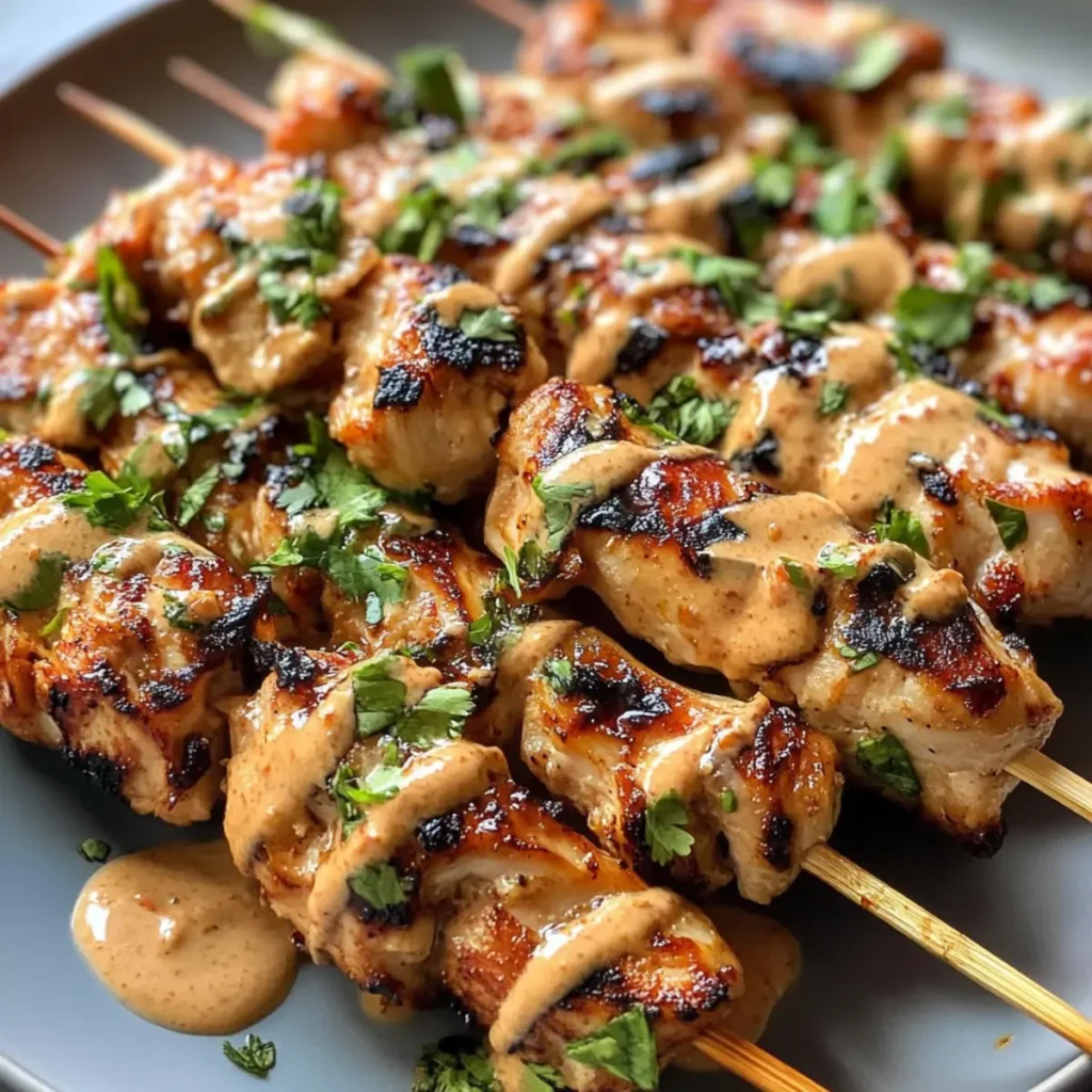 Vietnamese Lemongrass Chicken Skewers with Peanut Sauce