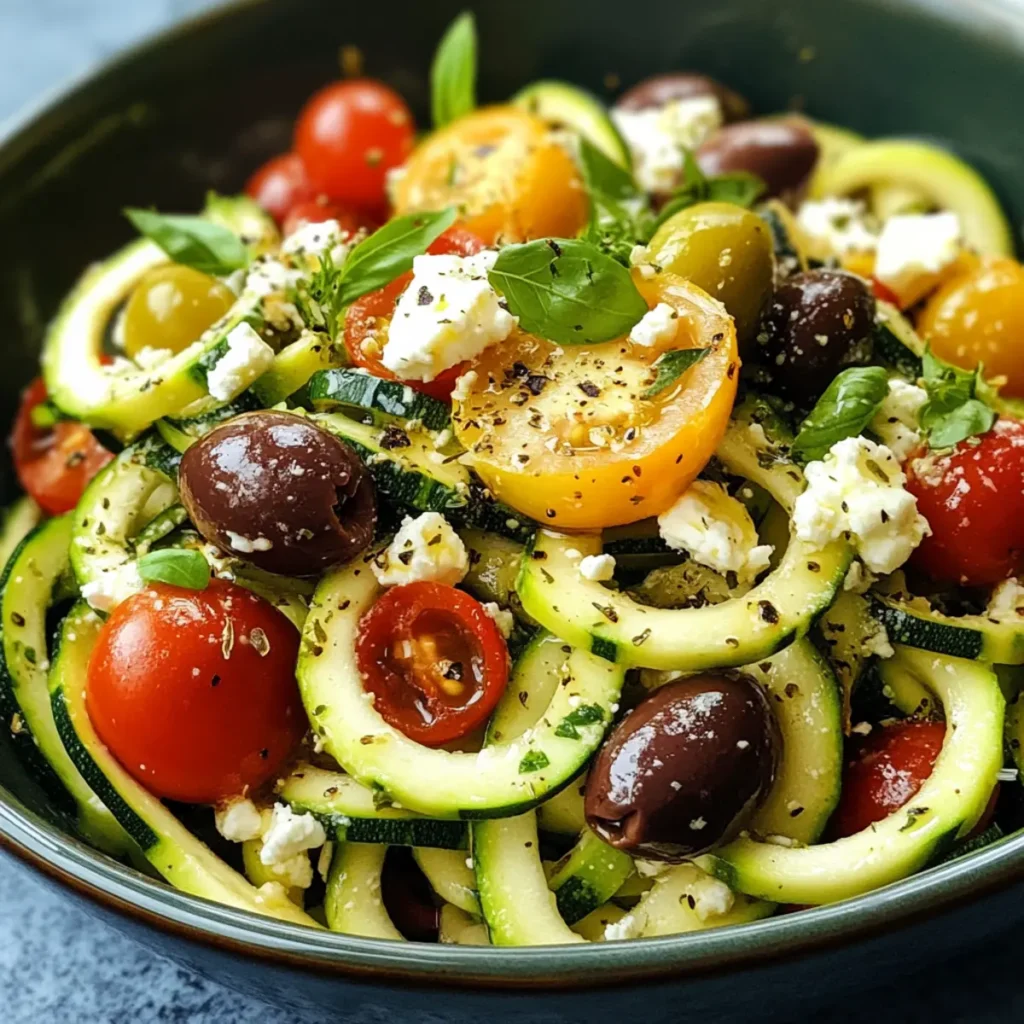 Fresh Low-Carb Zucchini Noodle Greek Salad