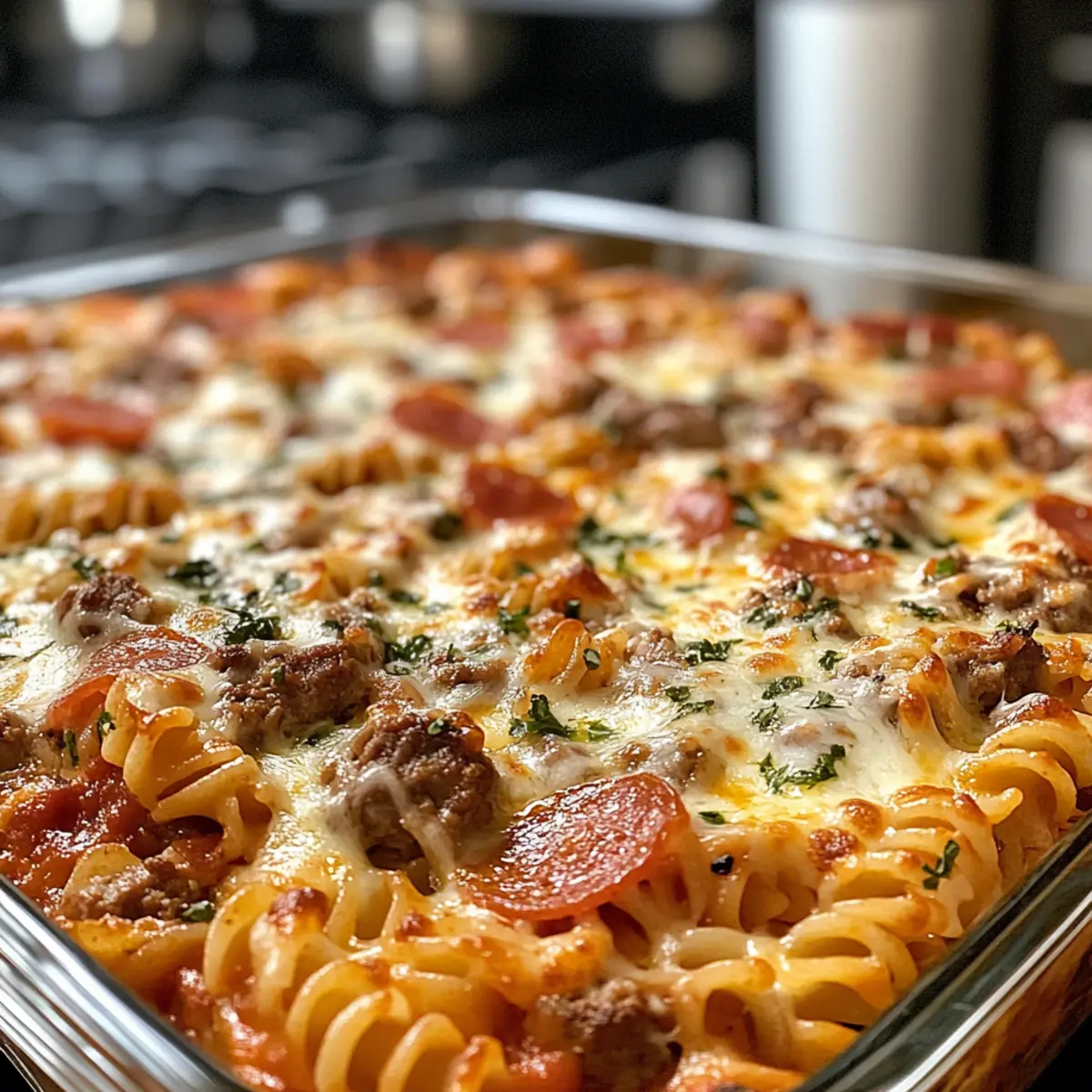 Cozy Meat Lovers Pizza Casserole