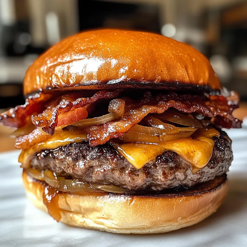 Savory Whiskey Maple Bacon Burger