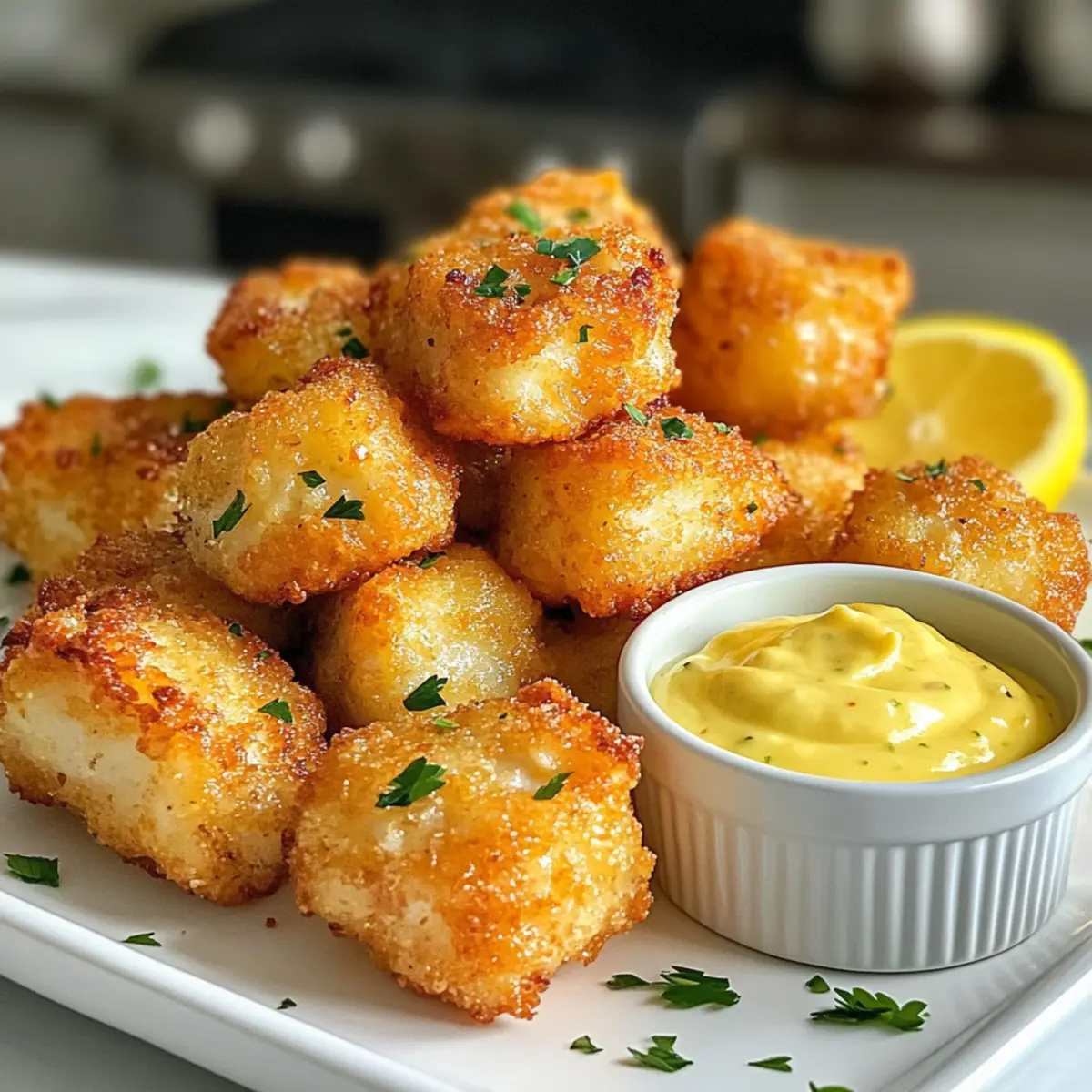 Lemon Butter Fish Bites with Garlic Aioli