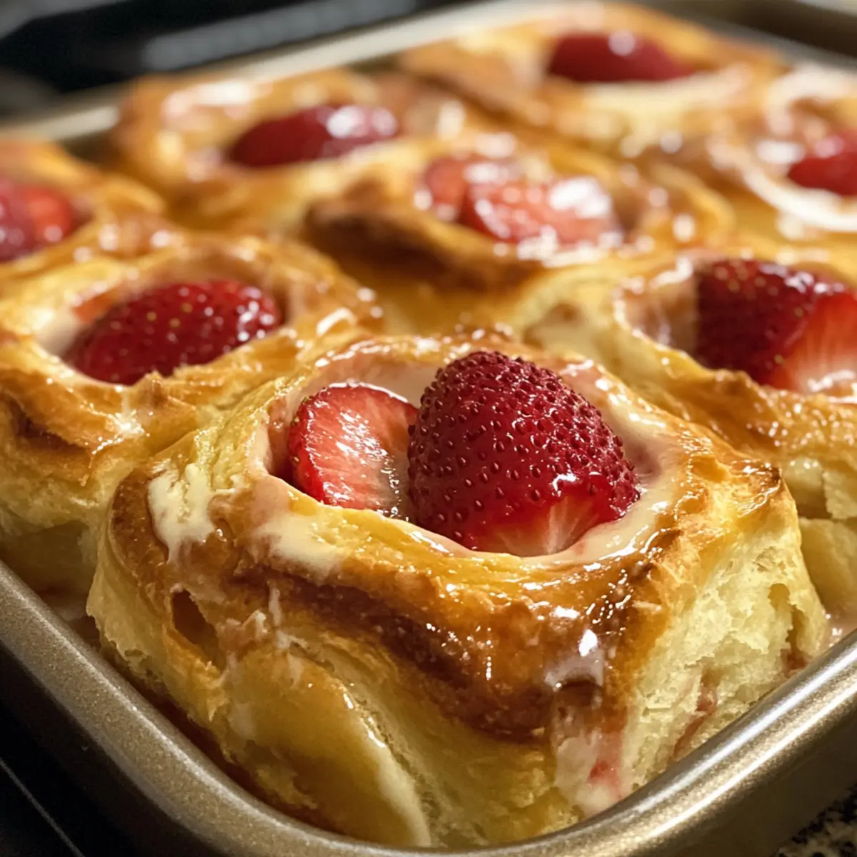 Crispy Strawberry Cheesecake Breakfast Rolls