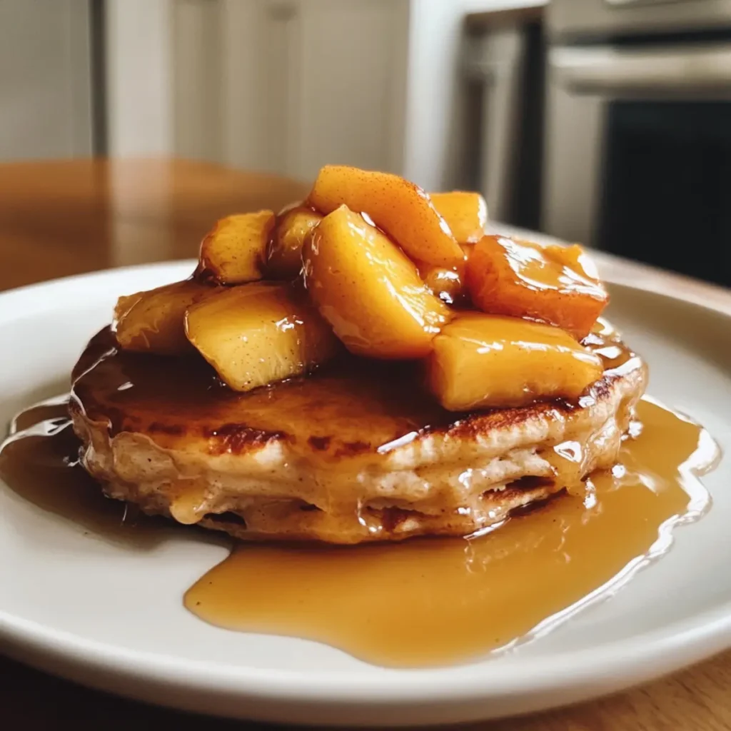 Cinnamon Peach Cobbler Pancakes