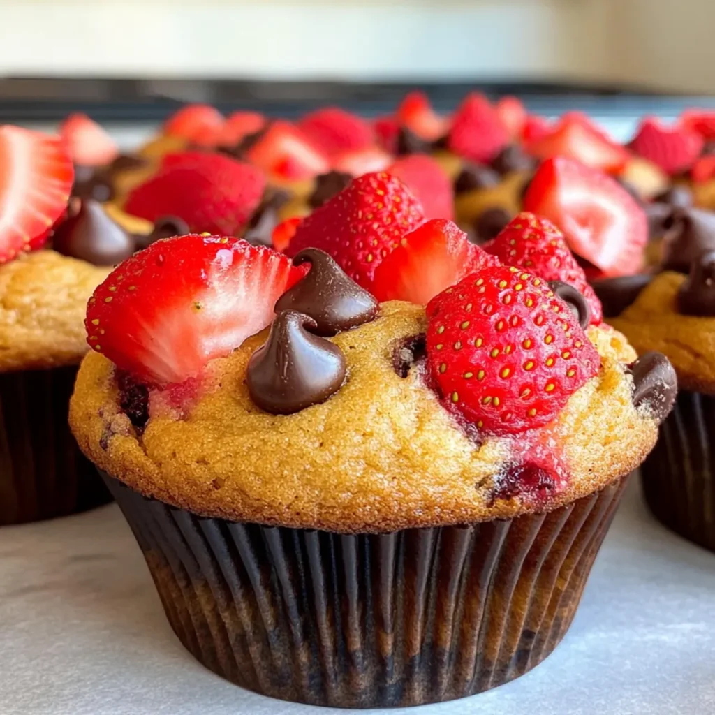 STRAWBERRY CHOCOLATE CHIP MUFFINS