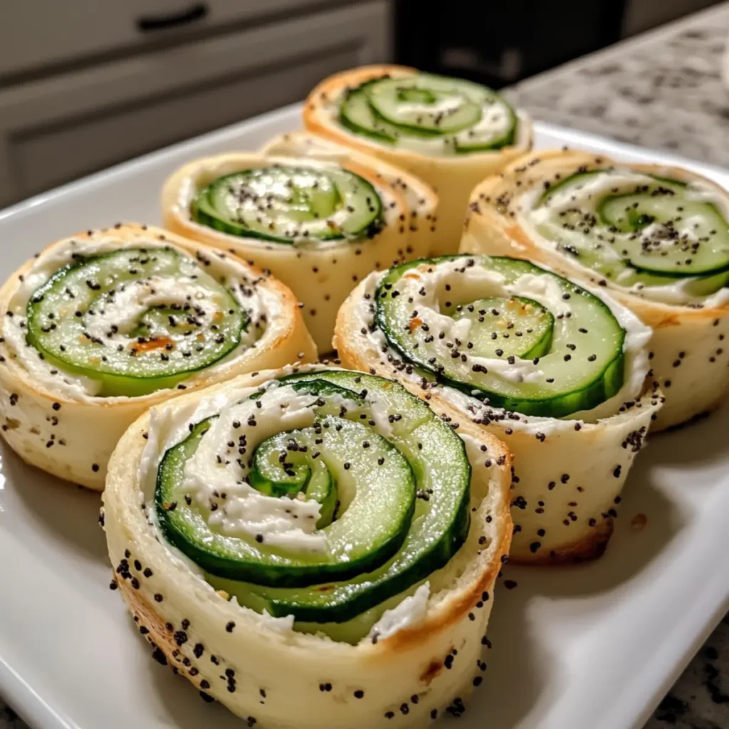 Bagel Cream Cheese and Cucumber Pinwheels