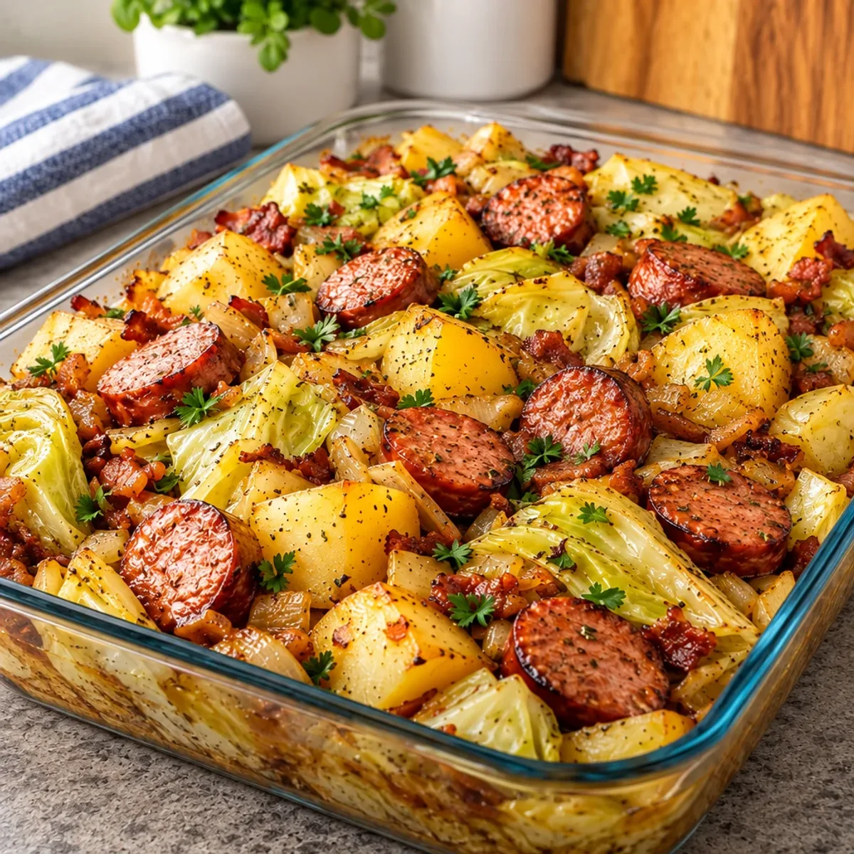 Braised Cabbage with Potatoes and Sausages Delight