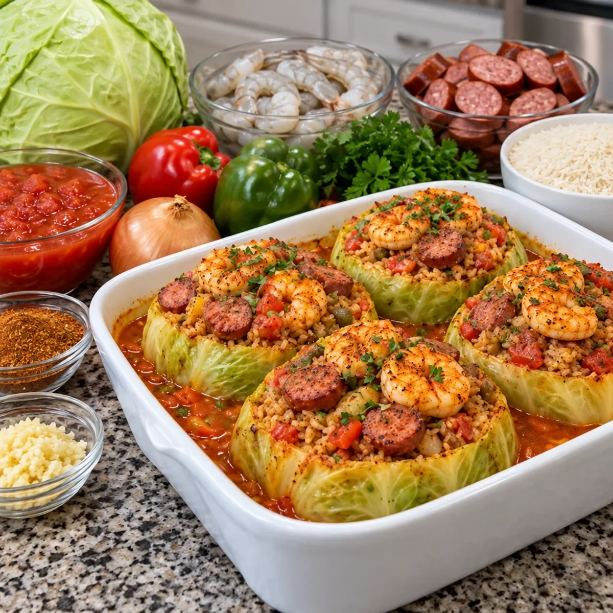 Cajun Shrimp and Beef Sausage Stuffed Cabbage Delight article image 2