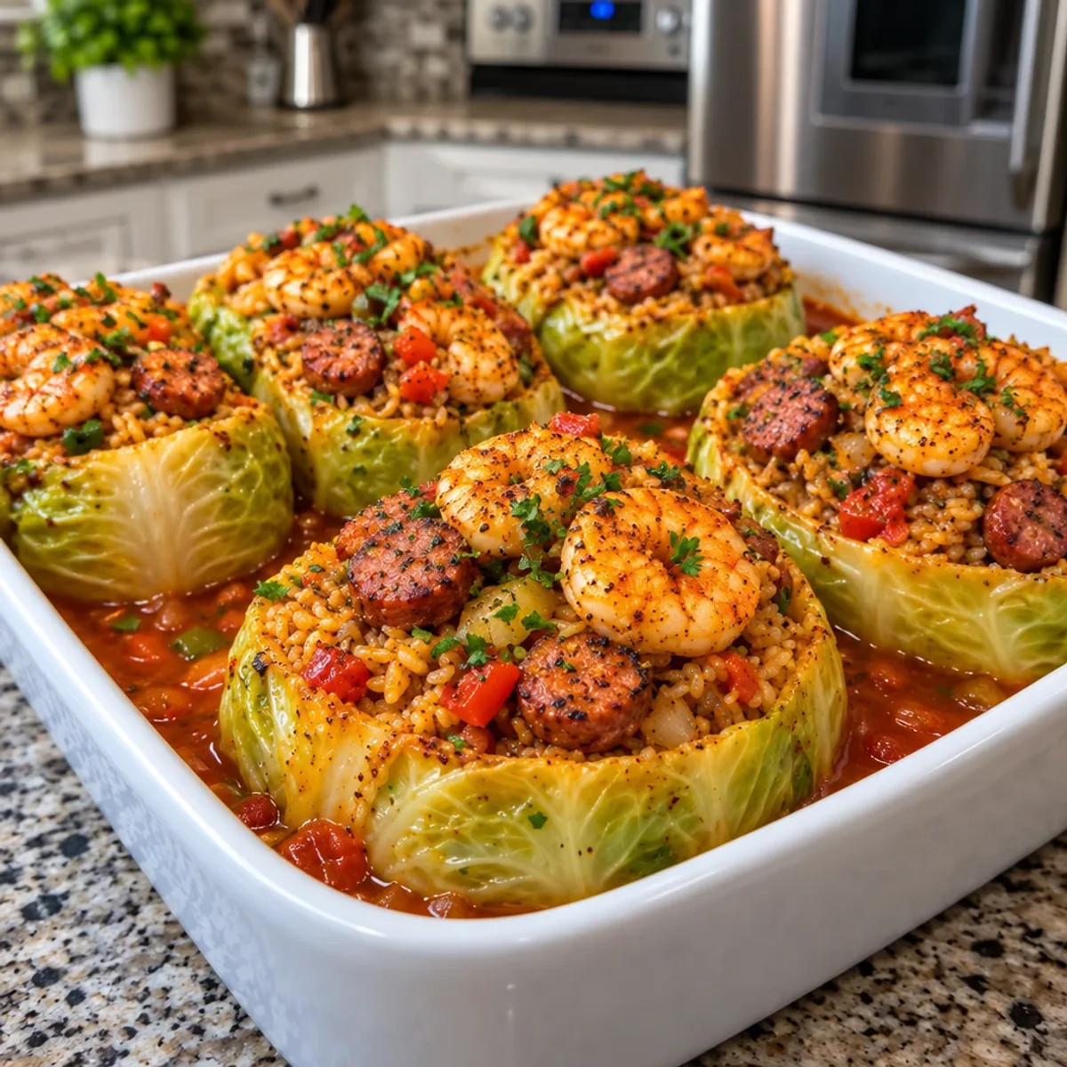 Cajun Shrimp and Beef Sausage Stuffed Cabbage Delight article image 4