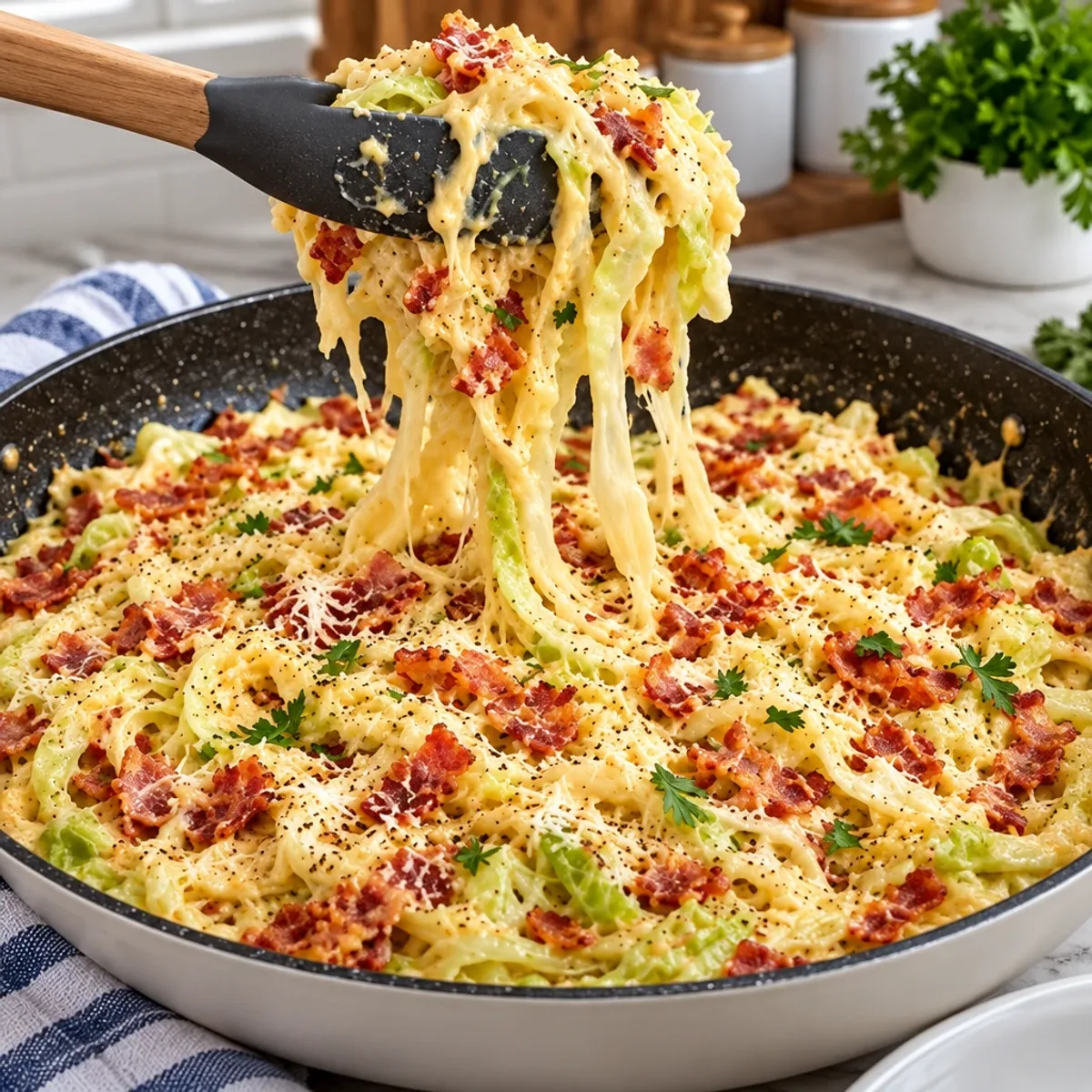 Creamy Cabbage Carbonara – Flavor Packed, Pasta-Free Delight