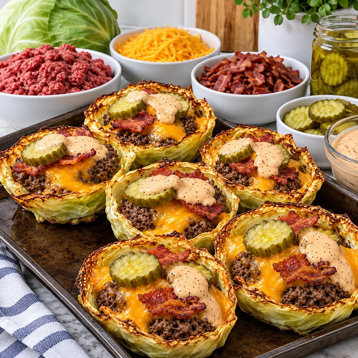 Crispy Bacon Cheeseburger Cheddar Cabbage Cups Delight article image 2