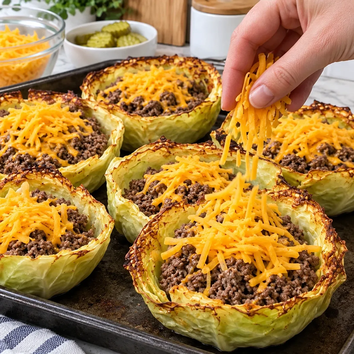Crispy Bacon Cheeseburger Cheddar Cabbage Cups Delight article image 3