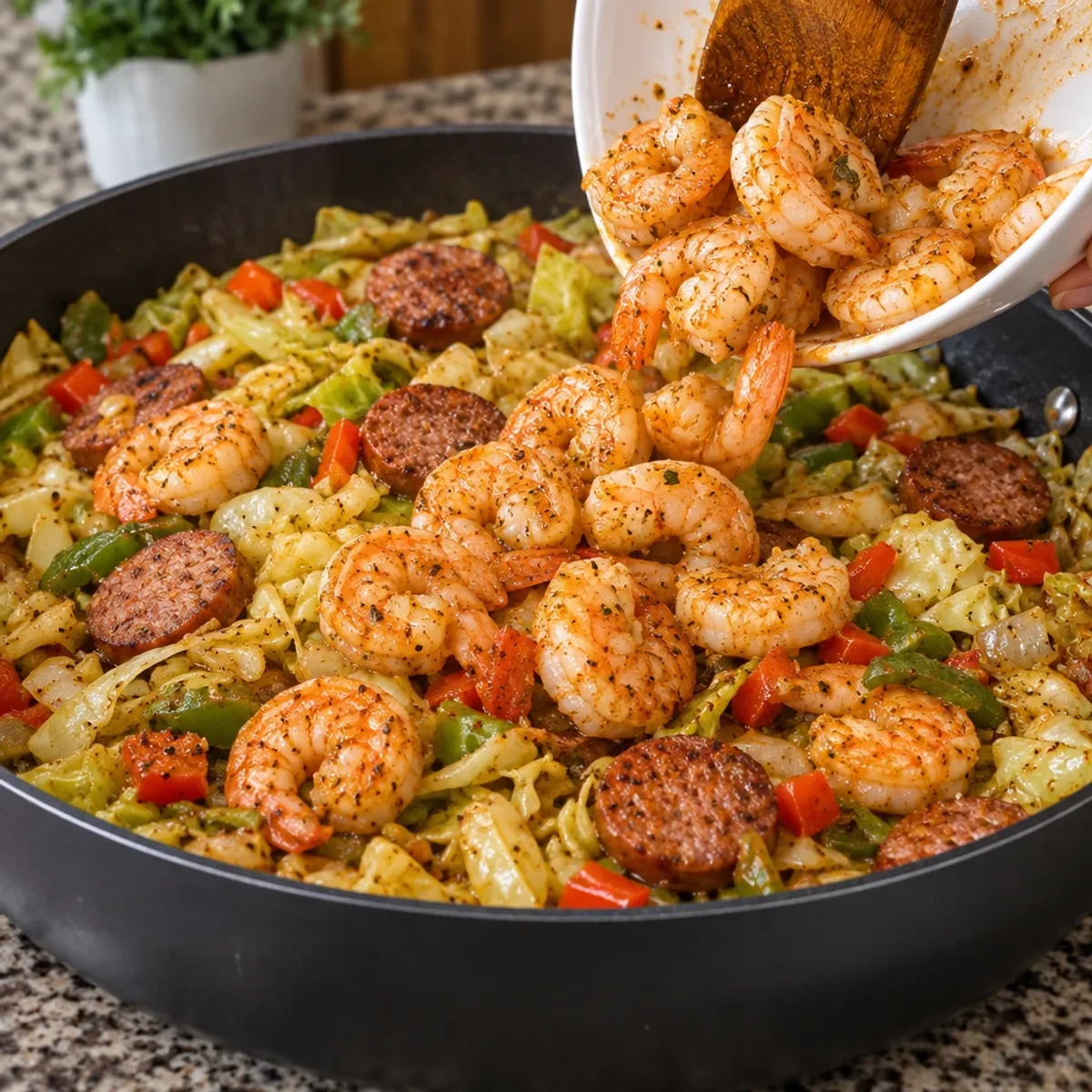 Fried Cabbage with Shrimp and Beef Sausage Delight article image 3