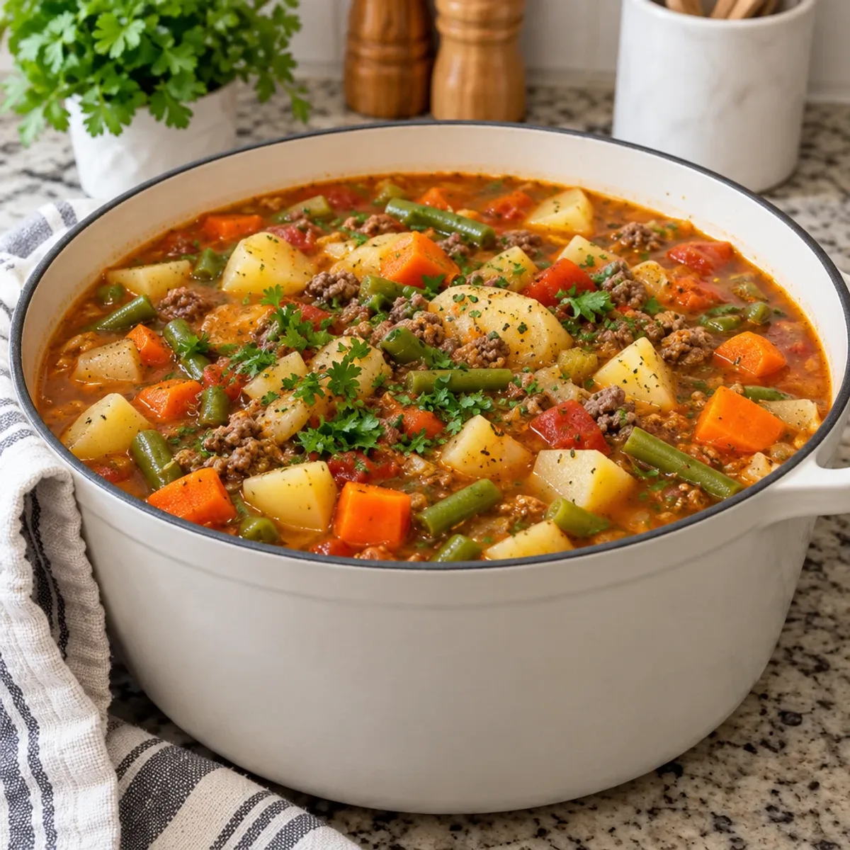 Hearty Vegetable and Ground Beef Soup for Cozy Nights
