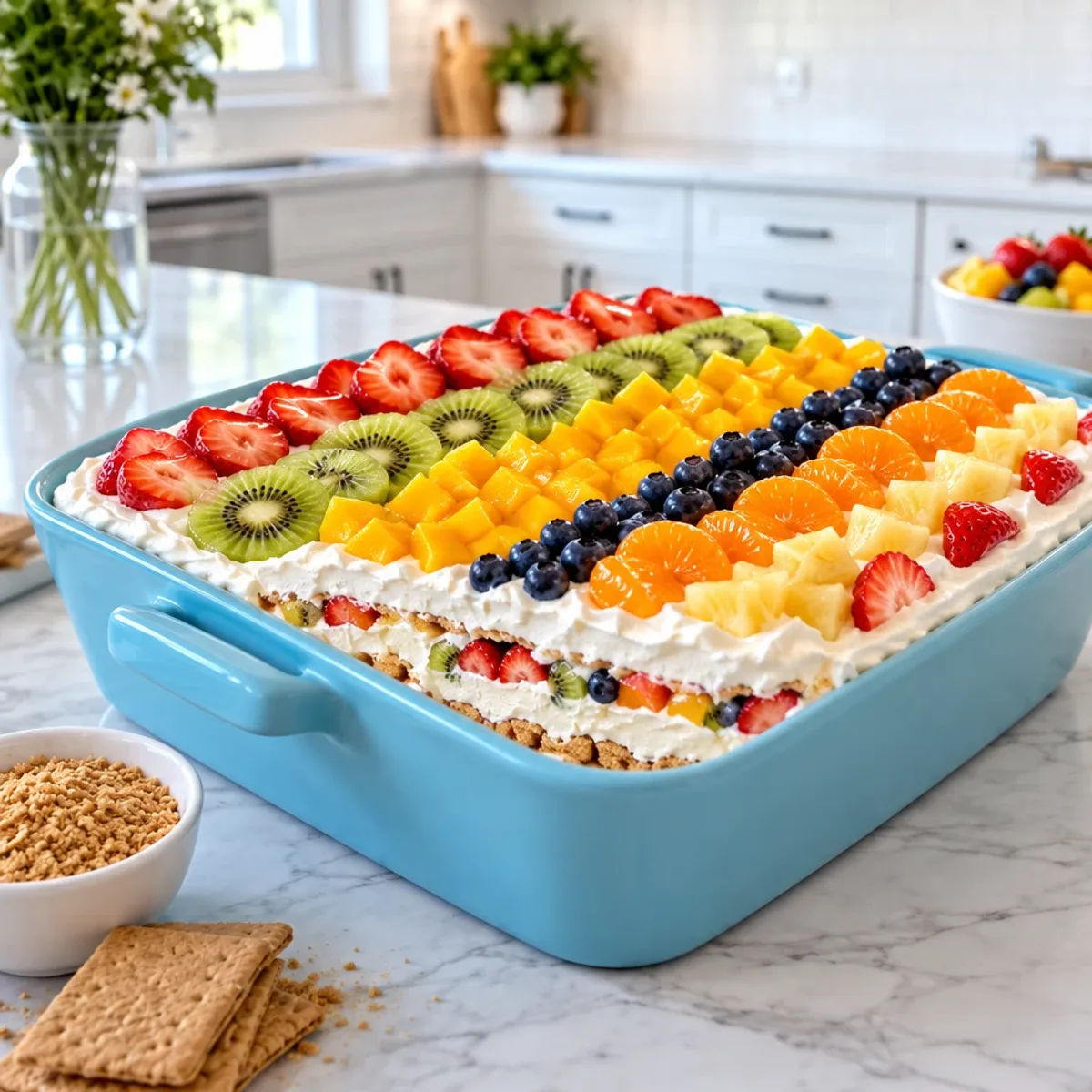 Rainbow Fruit Cheesecake Lasagna That Impresses Every Time