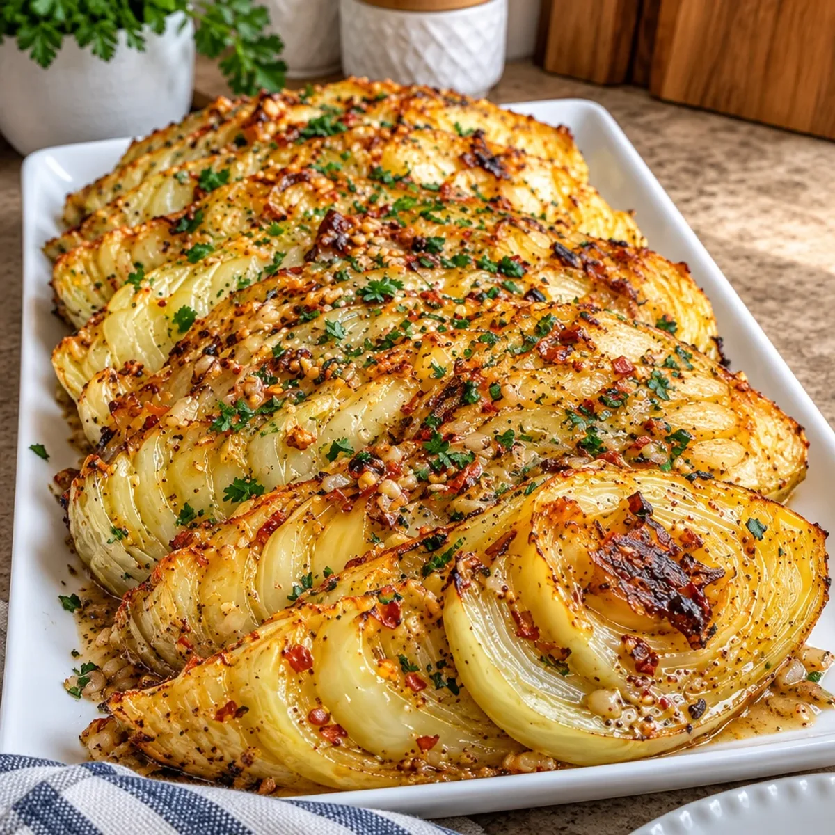 Roasted Cabbage with Onion Dijon Sauce Made Easy