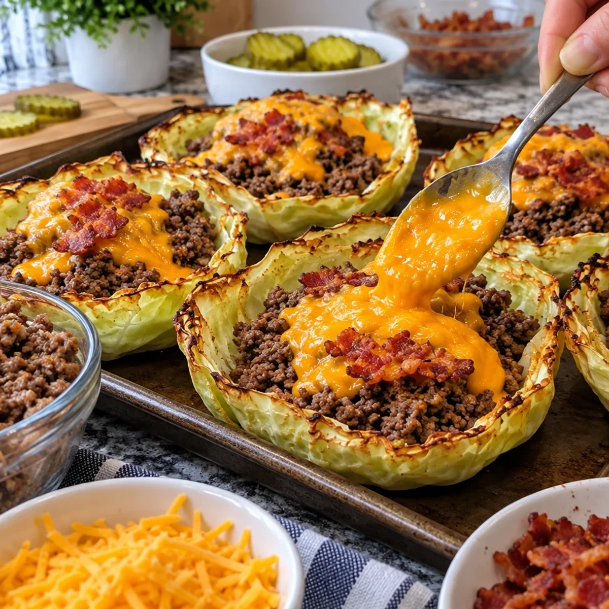 Savory Cheeseburger Cabbage Cups with Crispy Bacon article image 3