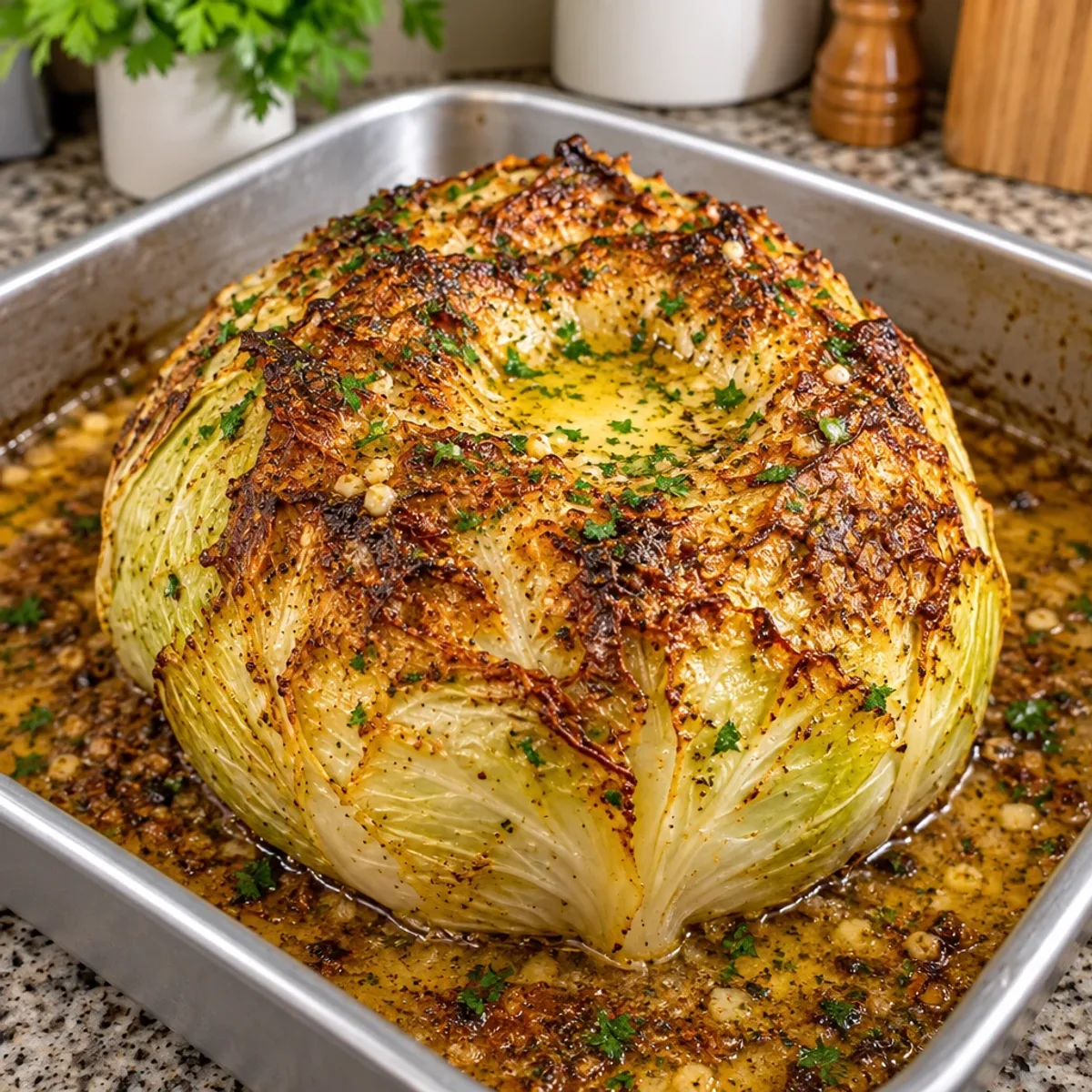 Savory Oven-Roasted Cabbage with Herb-Infused Garlic Butter