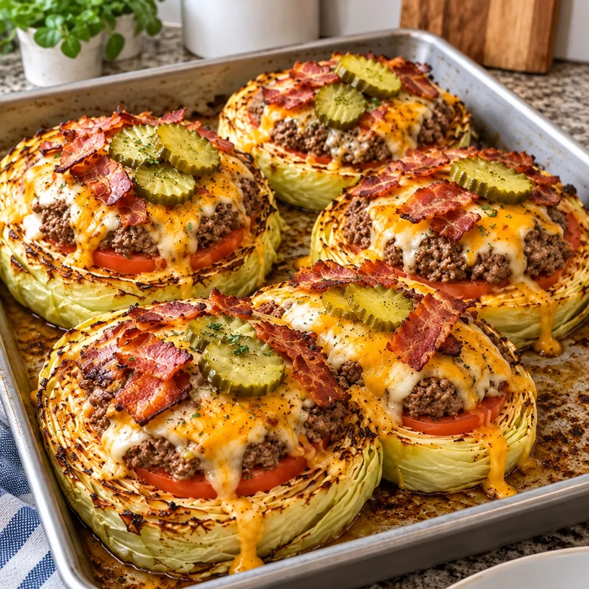 Savory Turkey Bacon Cheeseburger Cabbage Steaks