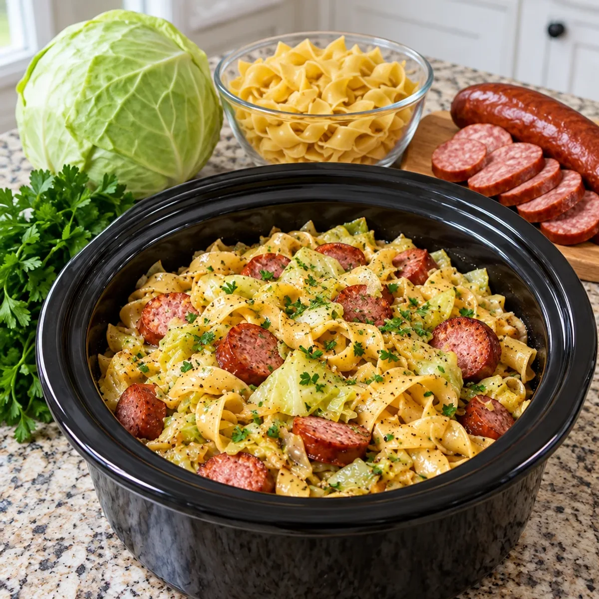 Slow Cooker Cabbage and Noodles with Savory Kielbasa article image 2