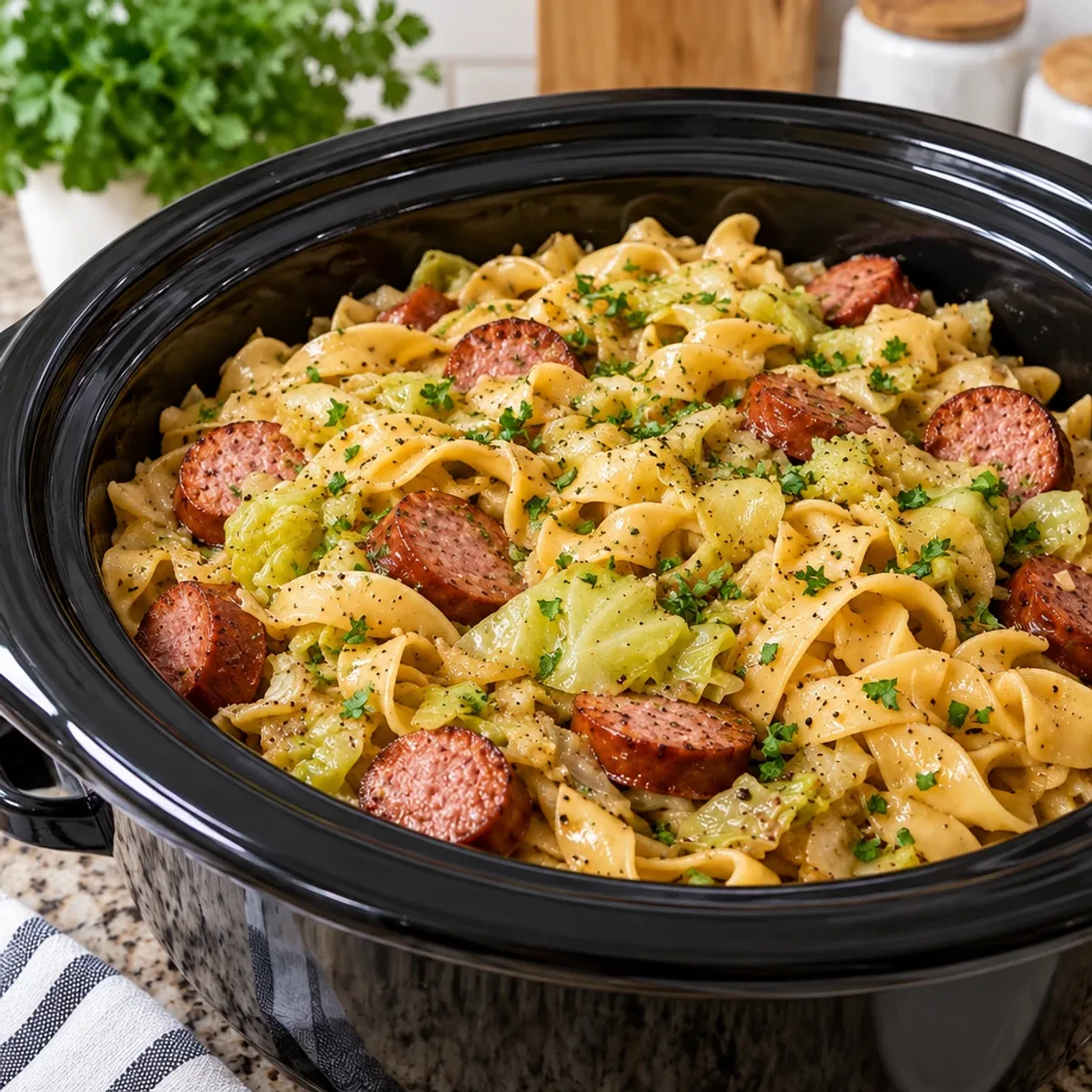Slow Cooker Cabbage and Noodles with Savory Kielbasa article image 4
