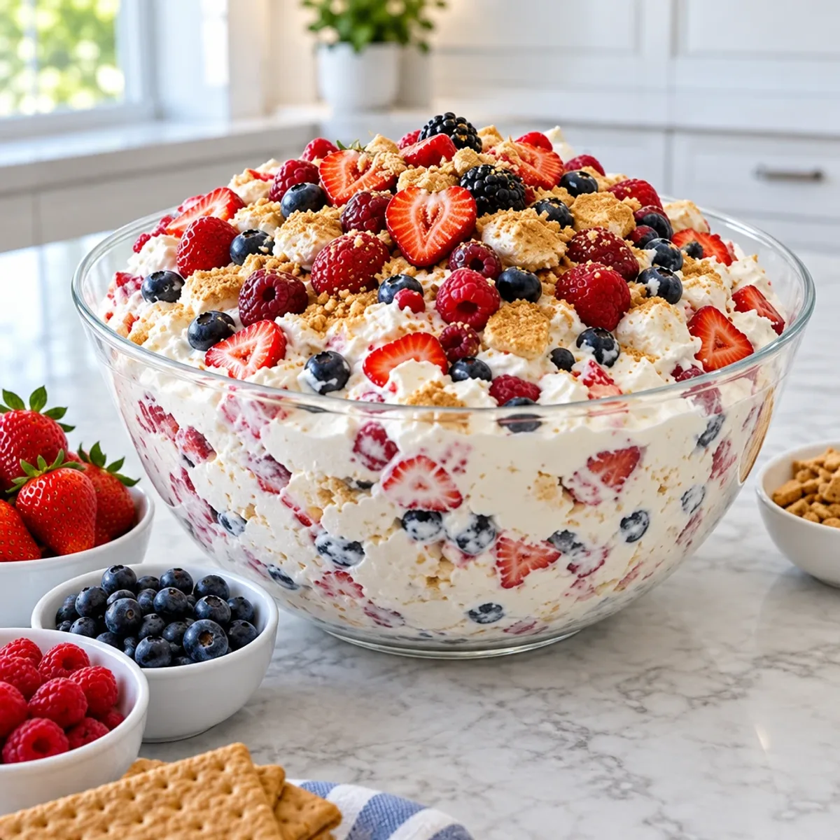 Sweet Cheesecake Fruit Salad with Fresh Berries Delight