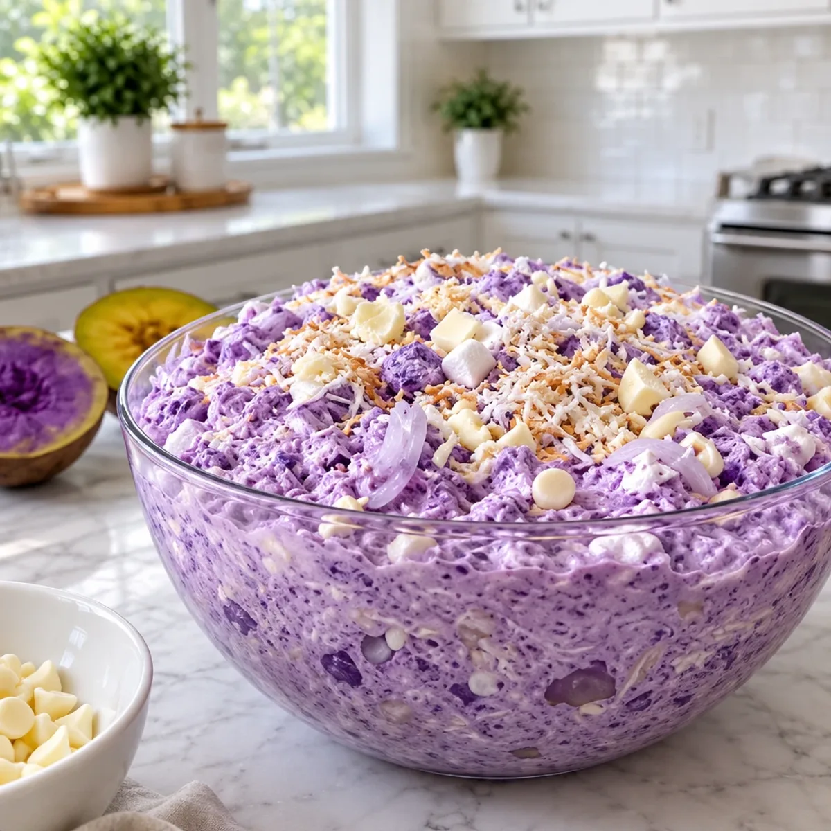 Mouthwatering Ube Coconut White Chocolate Fluff Recipe